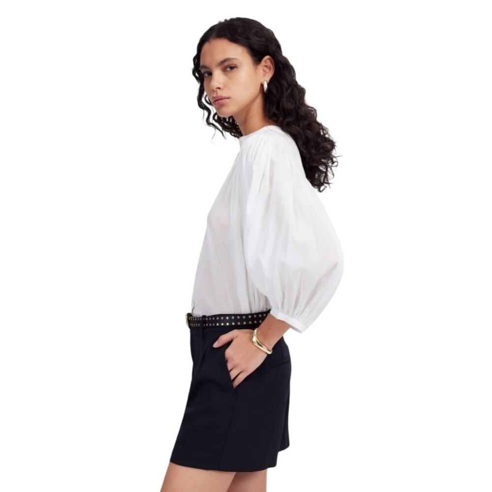 NWT Madewell Easy Pleated Trouser Shorts in Crepe Jet Black Size 12 - Picture 4 of 12